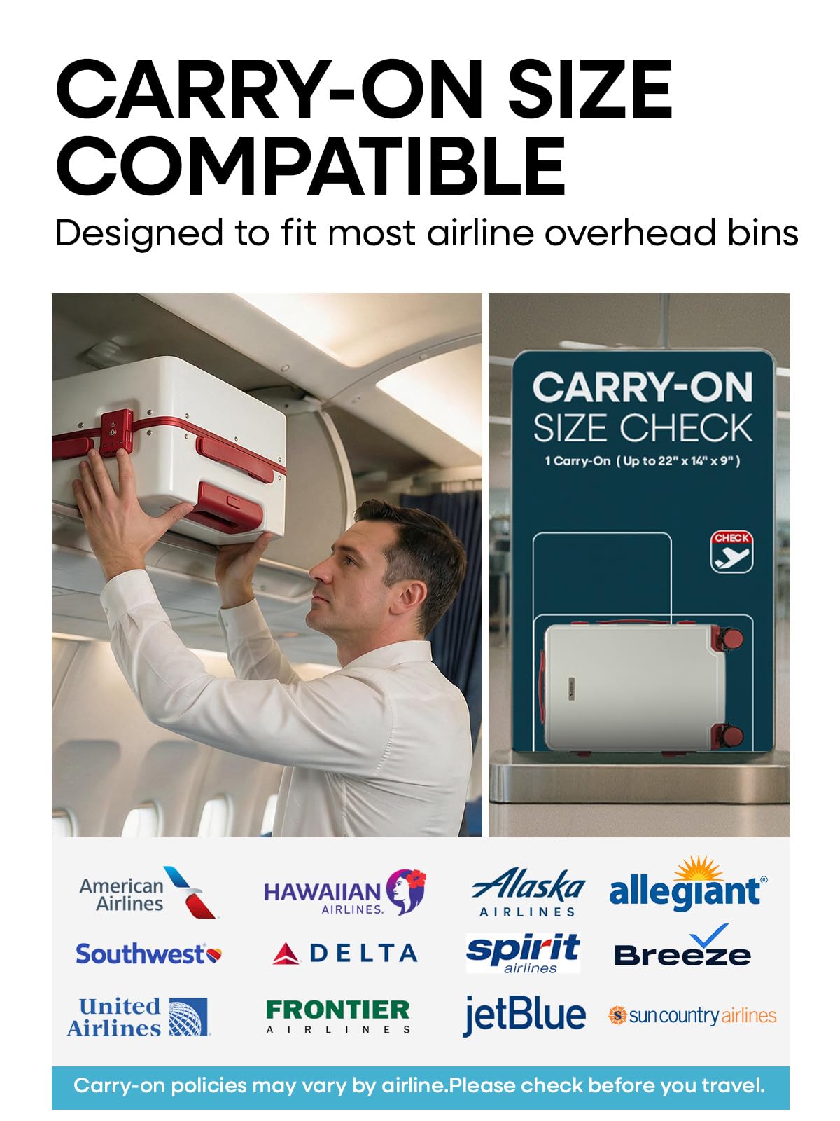 20 Inch Hardside Carry On Luggage F10259