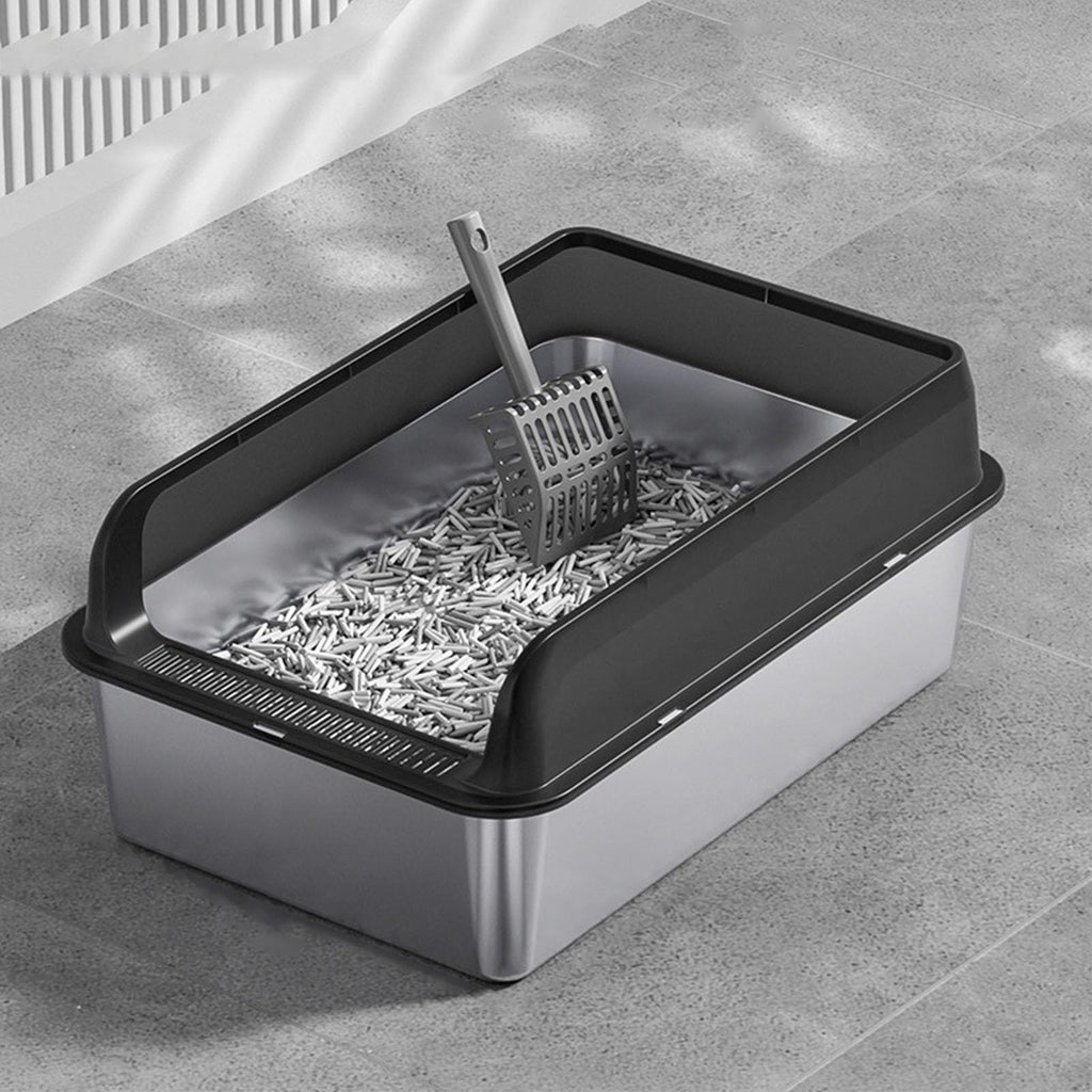 Stainless Steel High Sided Cat Litter Box with Lid C615