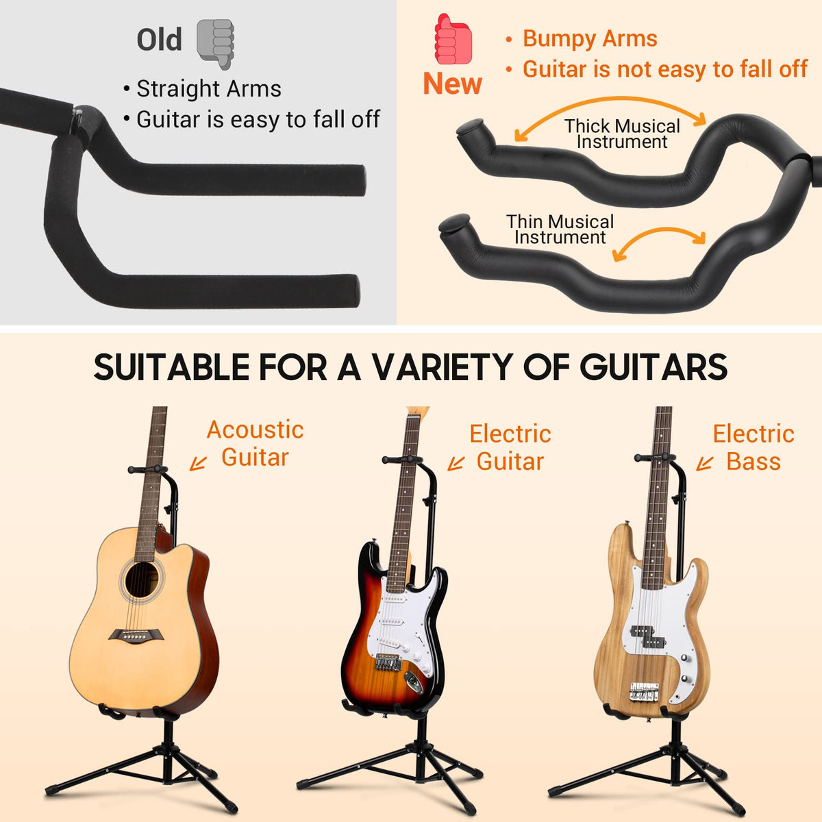 Height Adjustable Guitar Stand with Padded Foam N691041