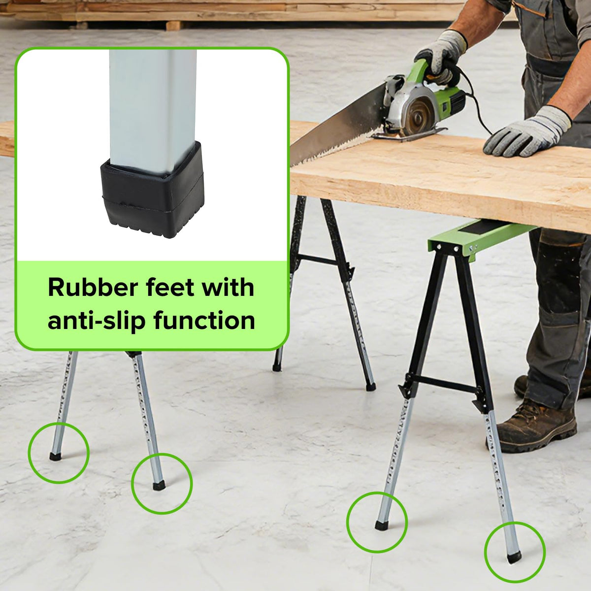 Adjustable Height Folding Sawhorse 2-Pack, 660lb Capacity G2931