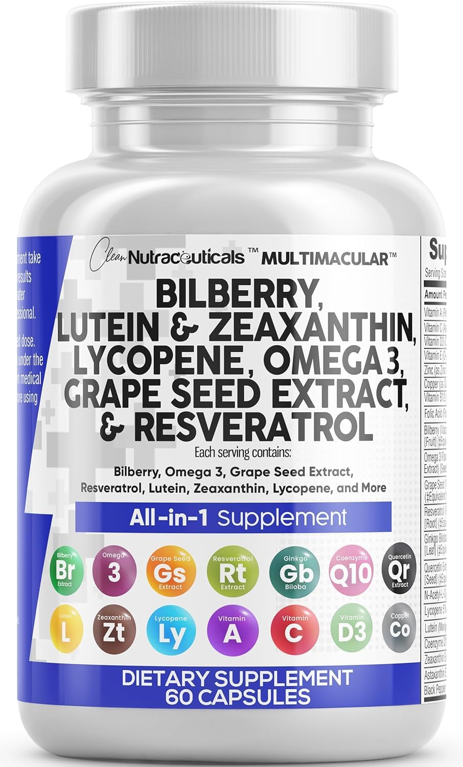 Eye Vitamins with Bilberry Lutein Zeaxanthin Supplement S49851