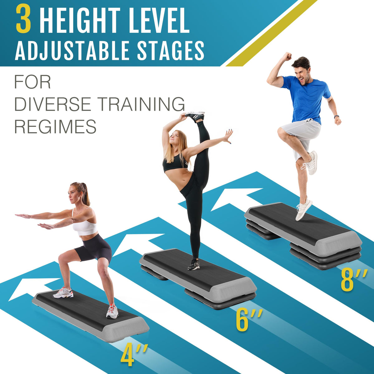 43 inch Adjustable Aerobic Exercise Step Platform with 4 Risers M542