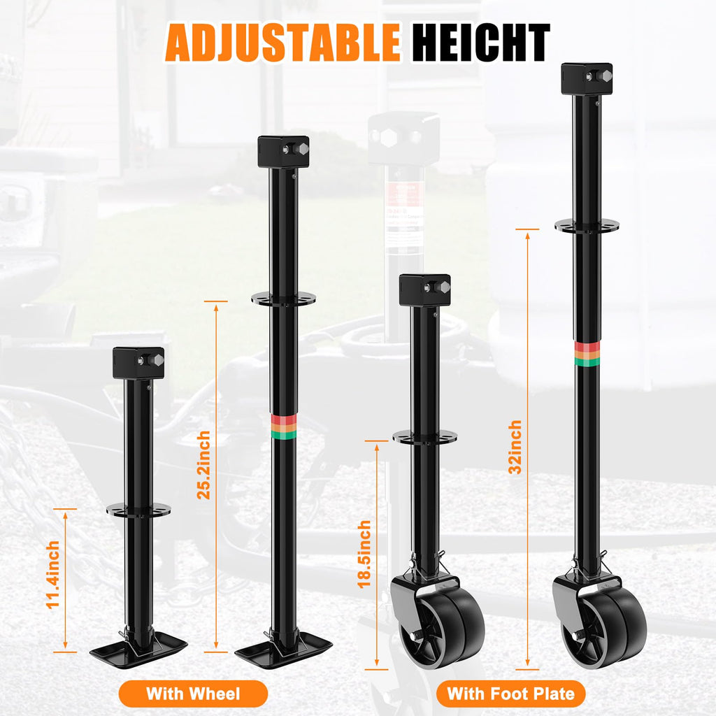 A-Frame Trailer Jack 2-in-1 5000lbs Foot Plate & 2000lbs Dual-Wheel X920398