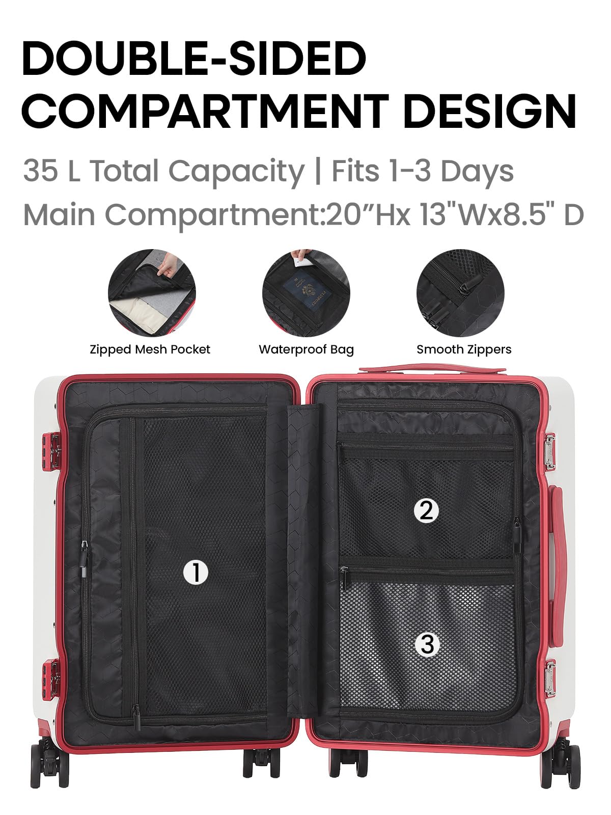 20 Inch Hardside Carry On Luggage F10259