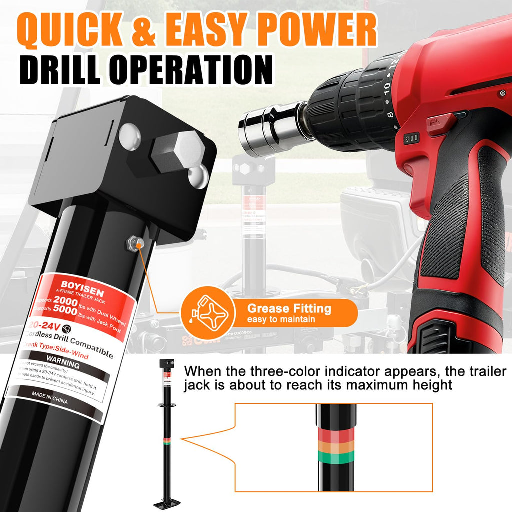 A-Frame Trailer Jack 2-in-1 5000lbs Foot Plate & 2000lbs Dual-Wheel X920398