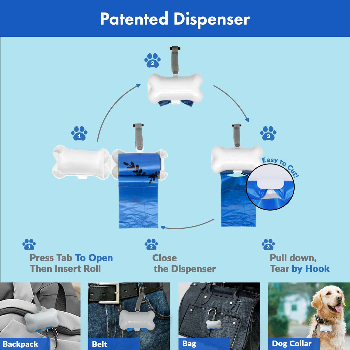 1000 Count Dog Poop Waste Bags with Dispenser Z124593