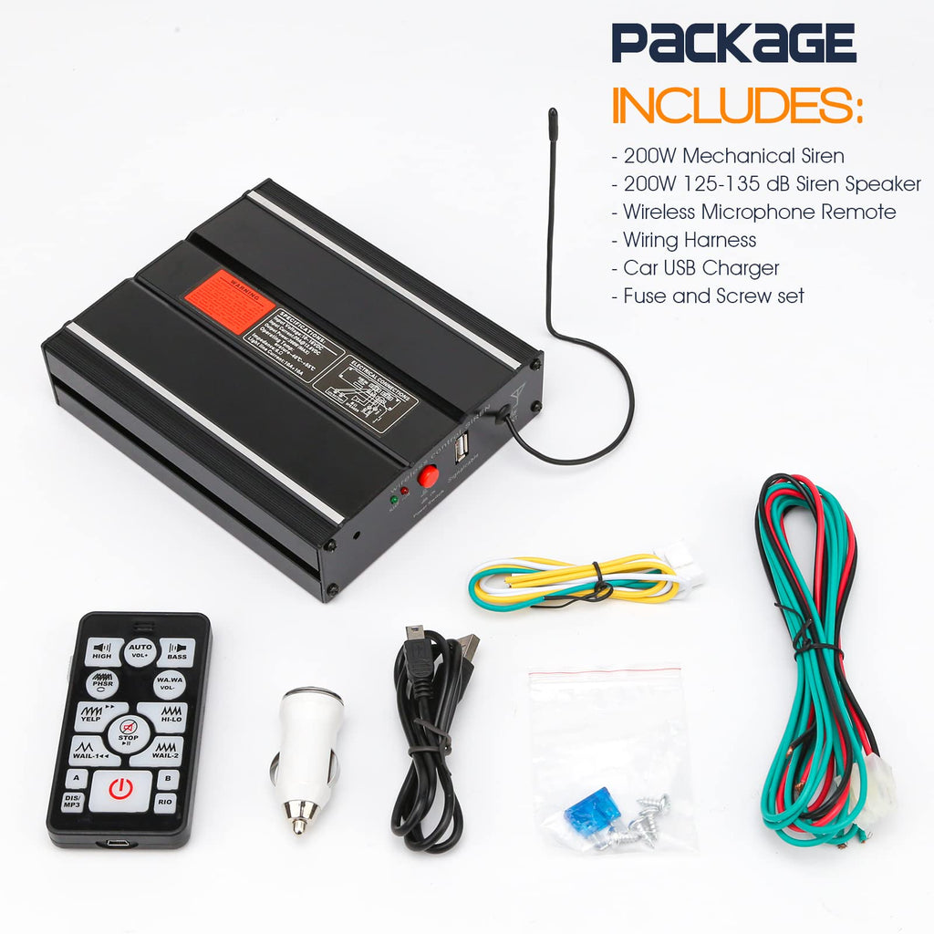 12V 200W 20 Tones Emergency Siren PA System N903367