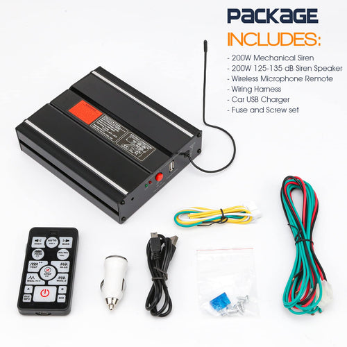 12V 200W 20 Tones Emergency Siren PA System N903367