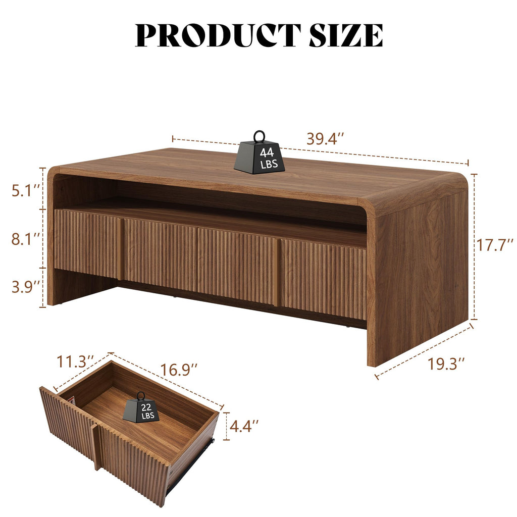 Fluted Coffee Table with Storage G617447