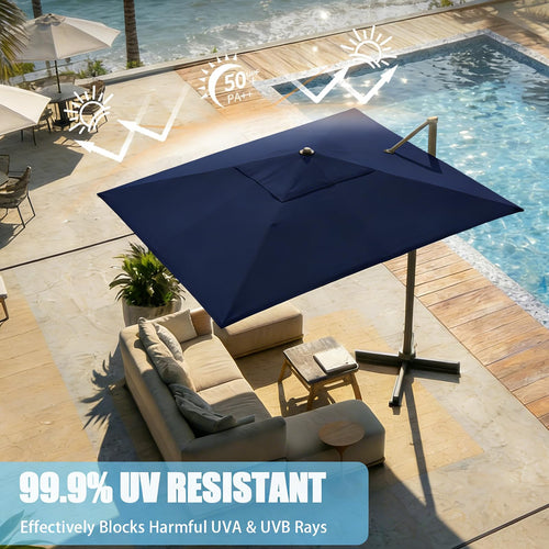 10 ft x 10 ft Navy Blue Cantilever Patio Umbrella N96068