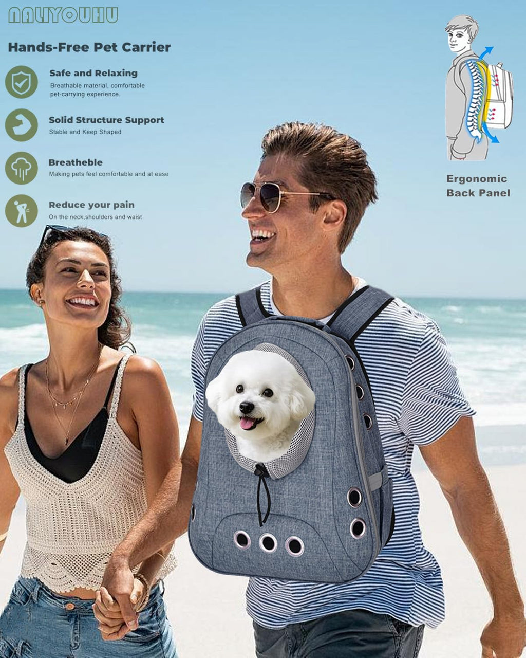 Ventilated Front Facing Dog Cat Backpack Carrier U723774
