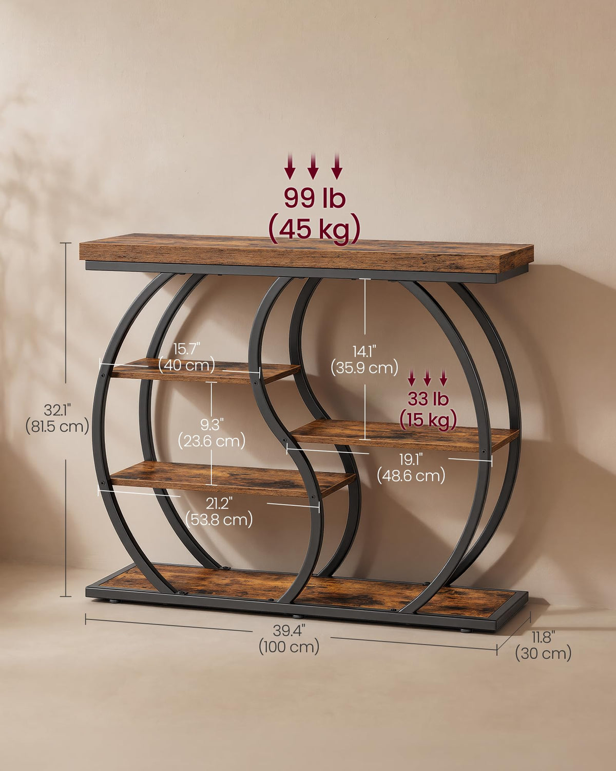 39.4 Inchs 5-Tier Narrow Console Table A5196