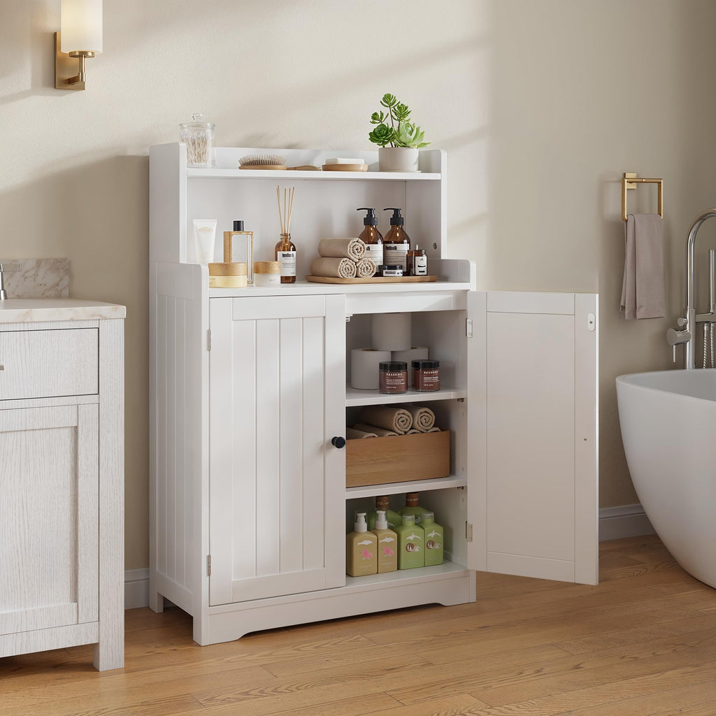 White Bathroom Storage Cabinet with 2 Adjustable Shelves I867683