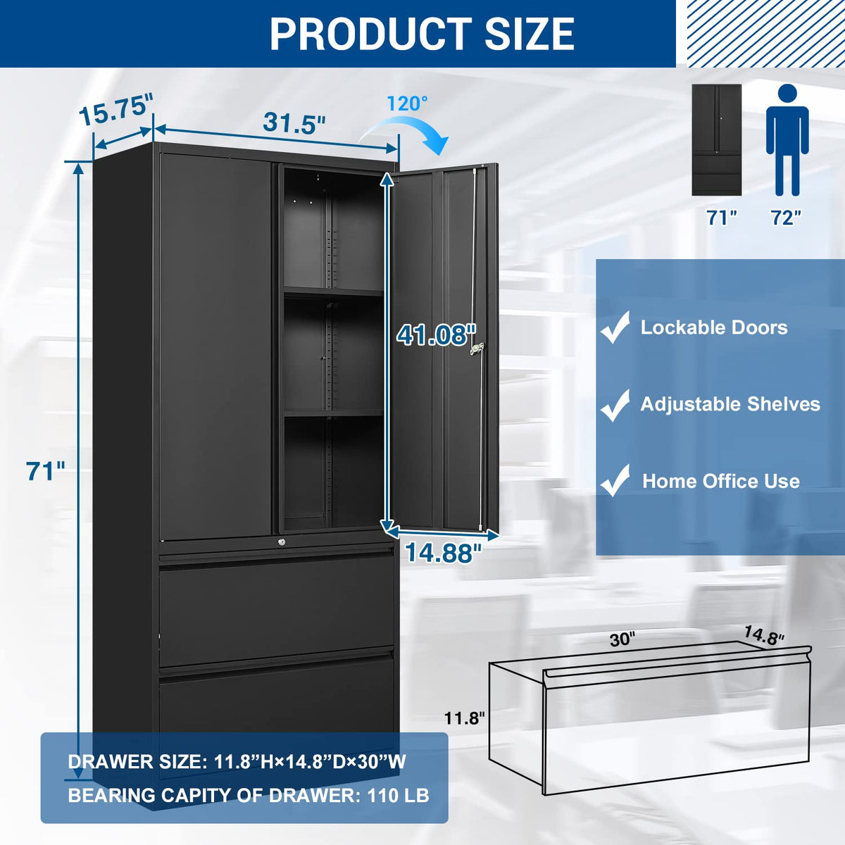 Metal Cabinets with Lockable Drawers and Doors U97247