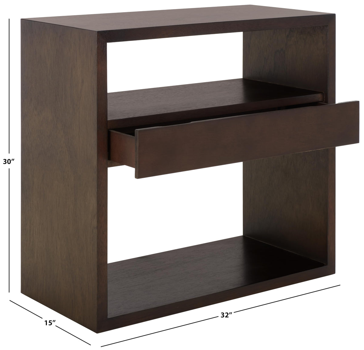 Dark Oak 2-Shelf 1-Drawer Console Table L76682