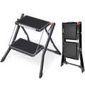 Folding Step Ladder, 2 Step Step Stool with Handle, Black X532