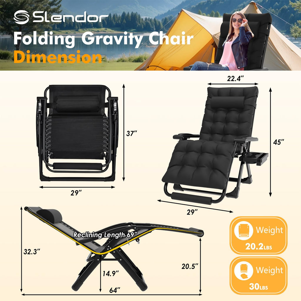Oversized Zero Gravity Chair XL Black D2717