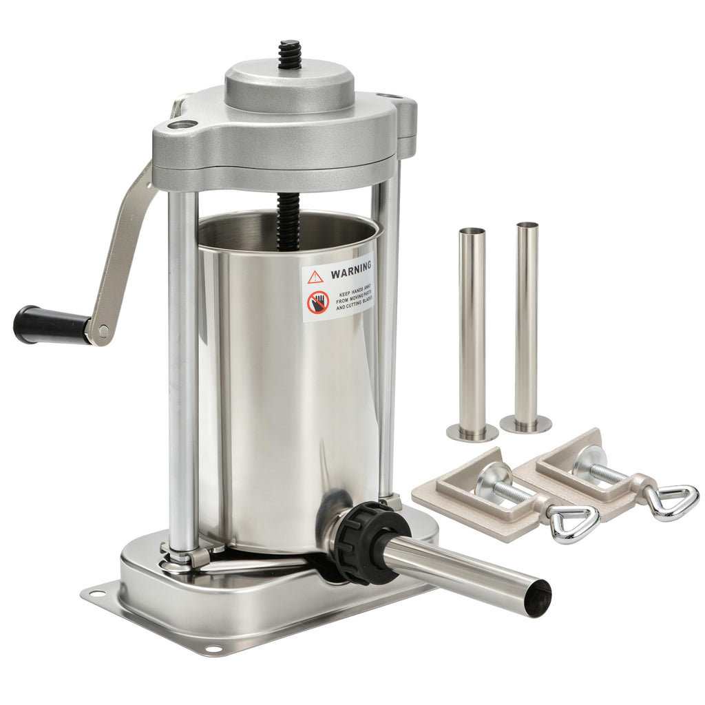 5lb Stainless Steel Sausage Stuffer with 3 Stuffing Tubes P333888