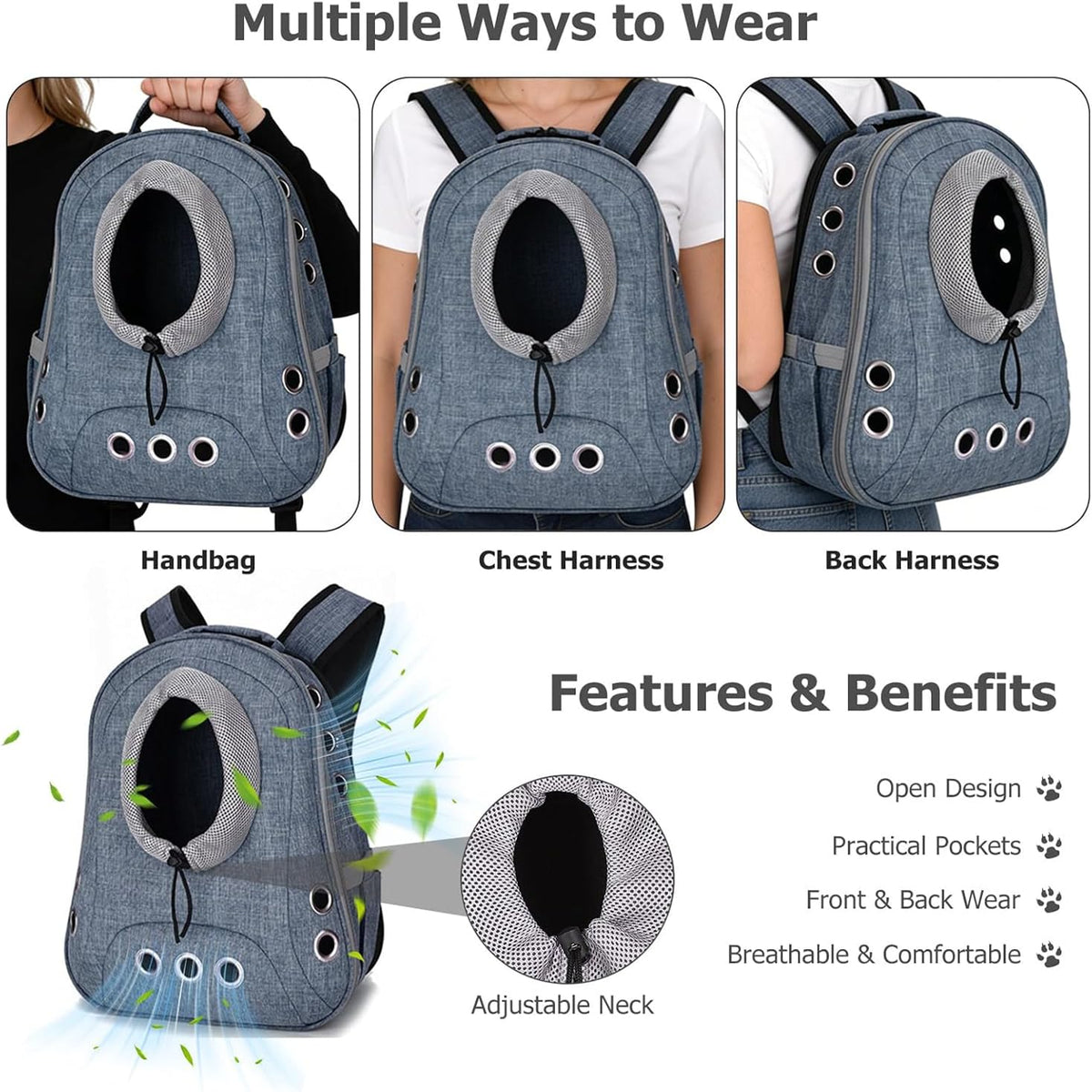 Ventilated Front Facing Dog Cat Backpack Carrier U723774