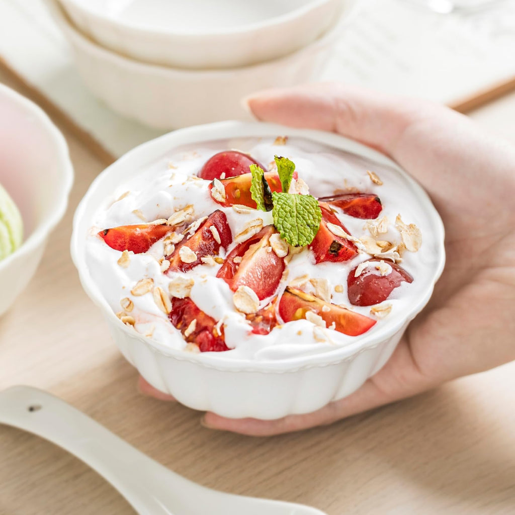 White Ceramic Soup Bowls Set of 4 J61120