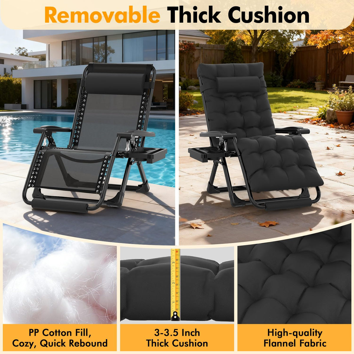 Oversized Zero Gravity Chair XL Black D2717