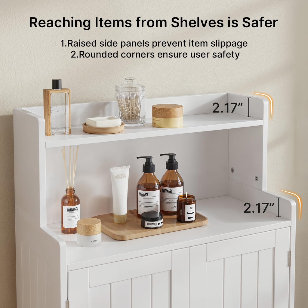 White Bathroom Storage Cabinet with 2 Adjustable Shelves I867683