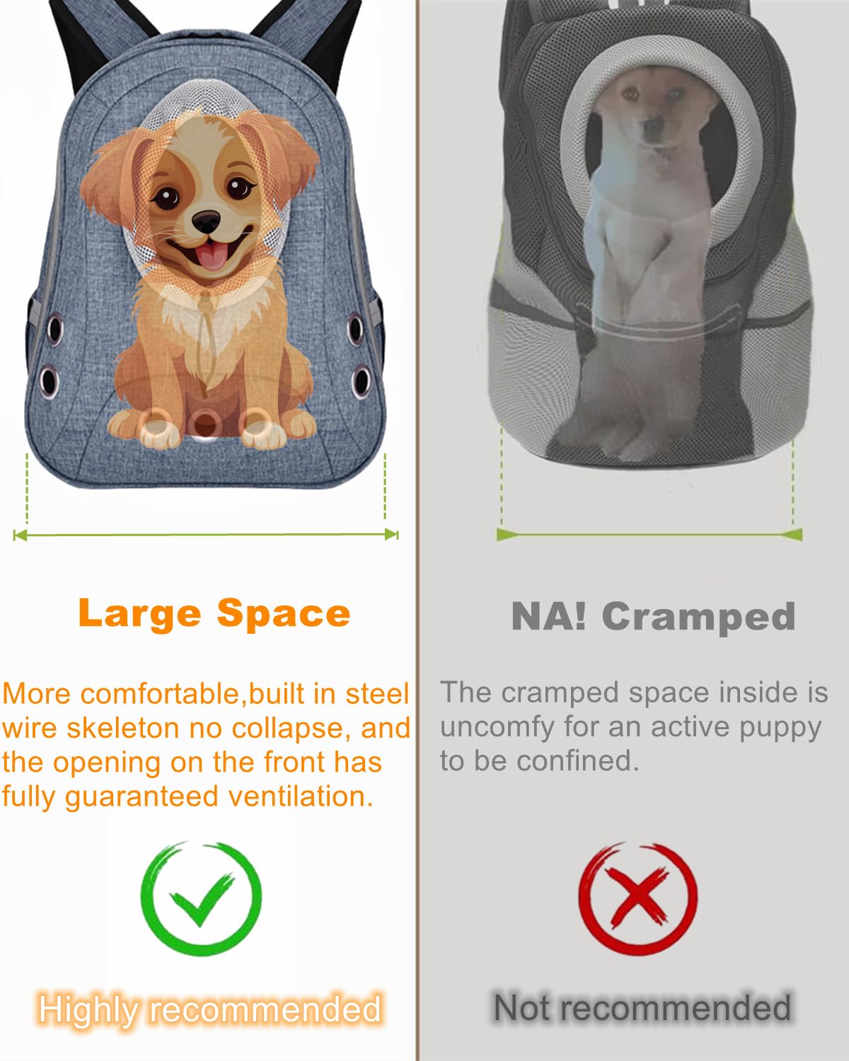 Ventilated Front Facing Dog Cat Backpack Carrier U723774