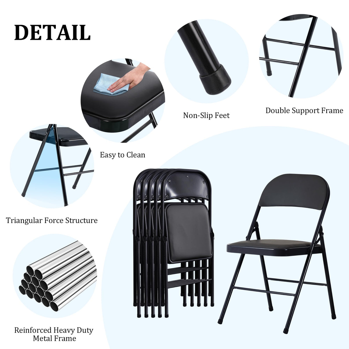 10 Pack Folding Chairs with Cushion G180