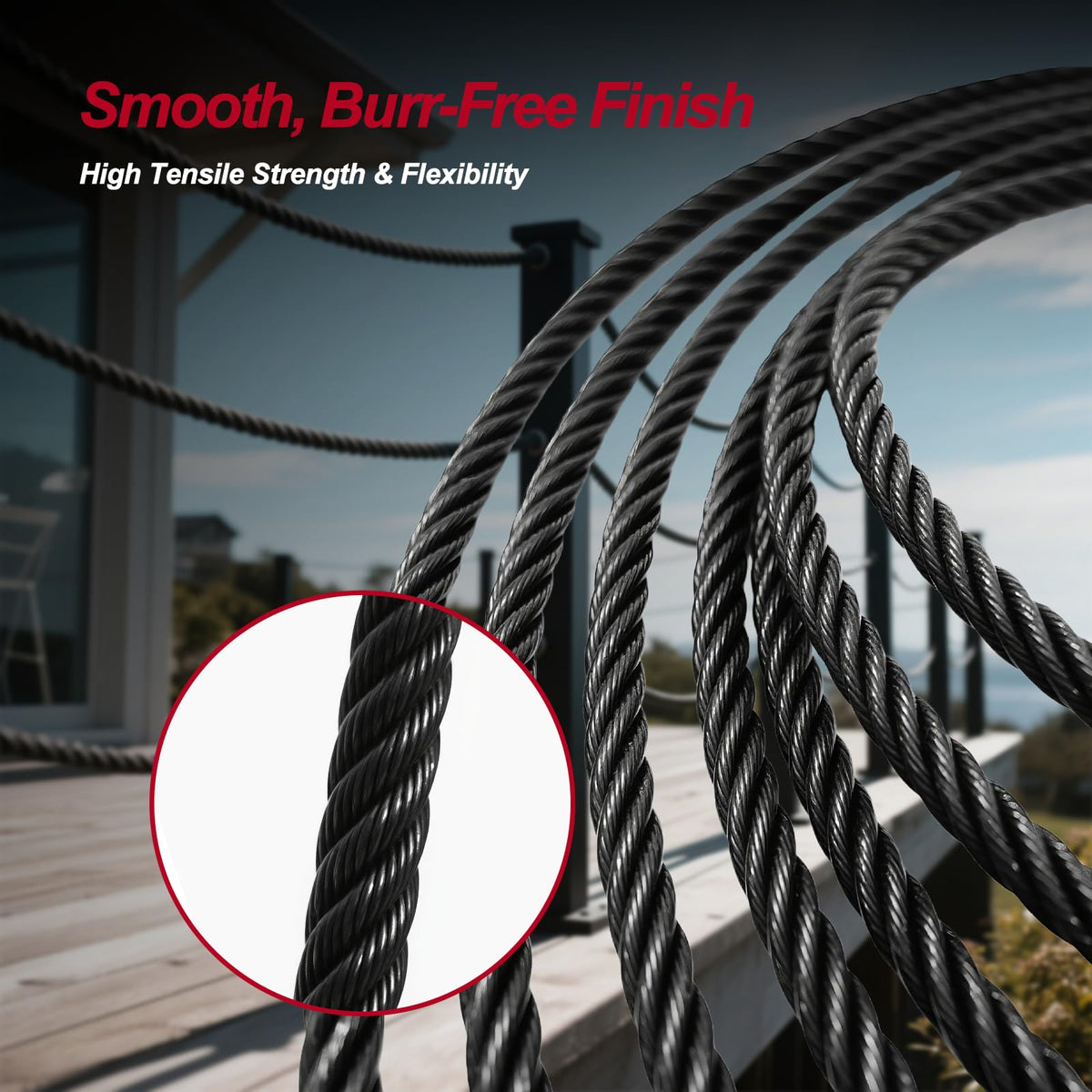 Black 1/8in T316 Stainless Steel Wire Rope G8339