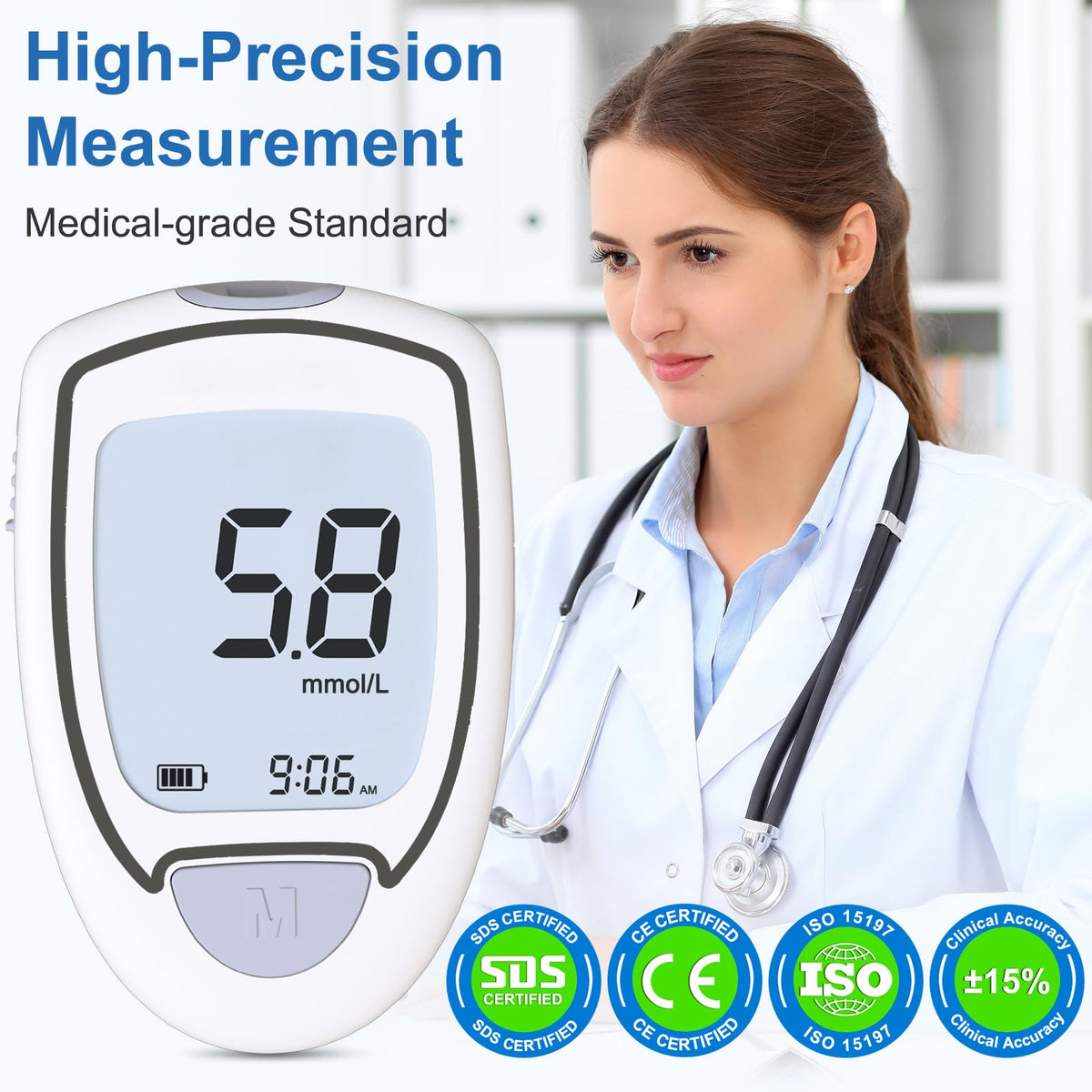 Blood Glucose Monitor Kit with 50 Test Strips & 50 Lancets N326046