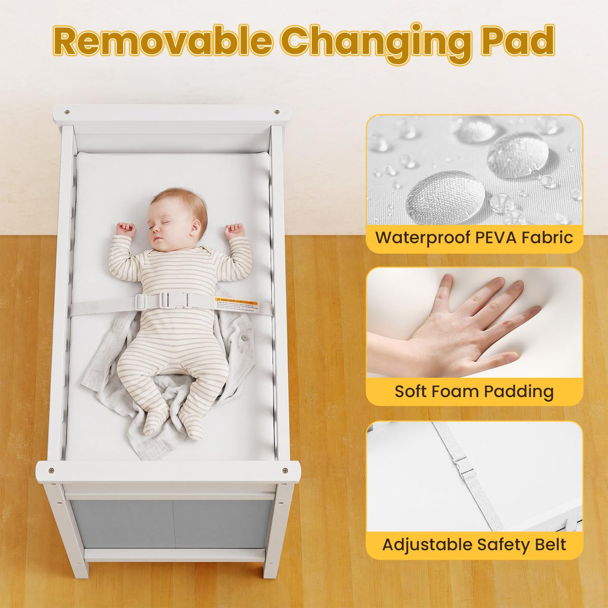 Wooden Baby Changing Table with 3 Storage Drawers X334