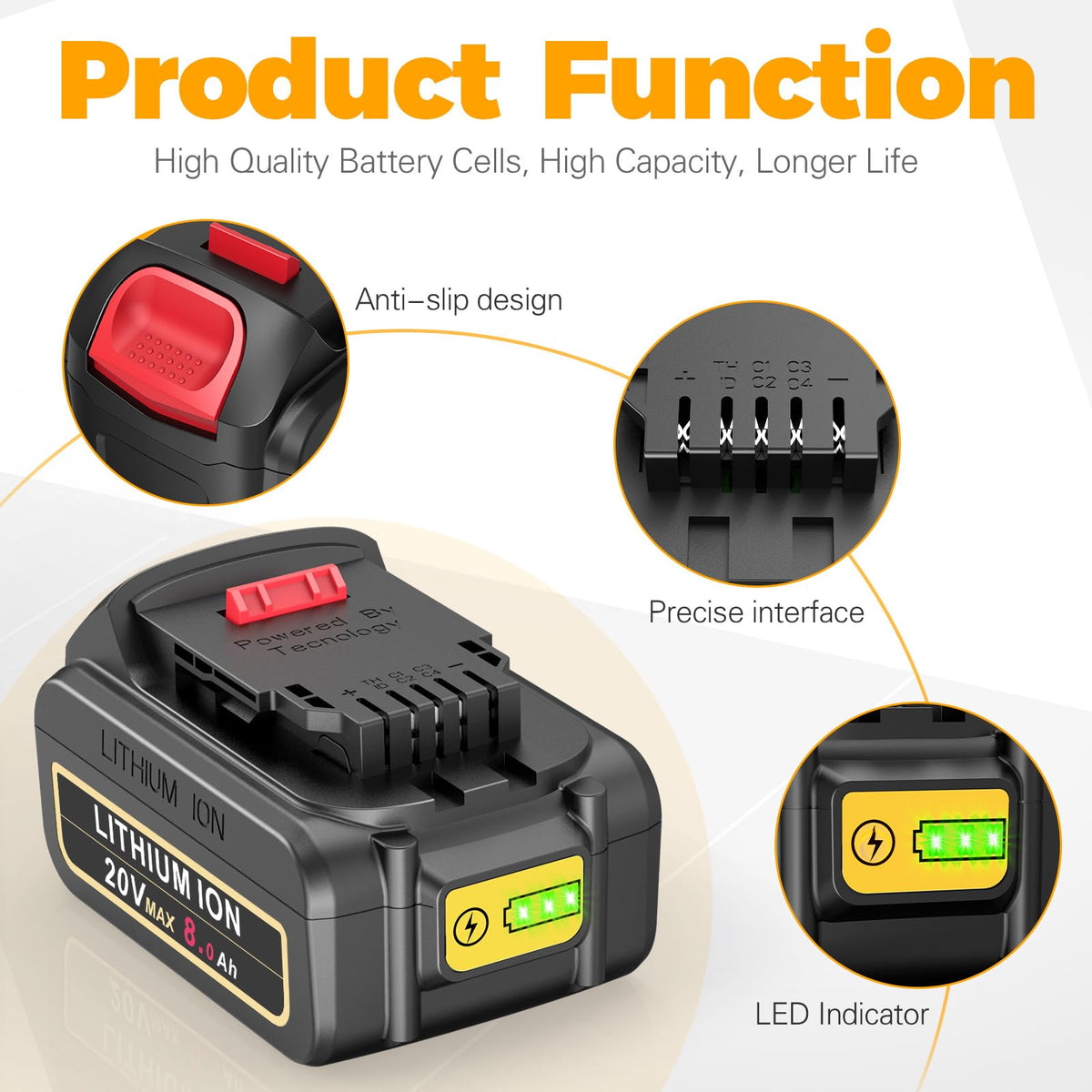 8000mAh Lithium Ion Battery Replacement (2 Pack) M151860