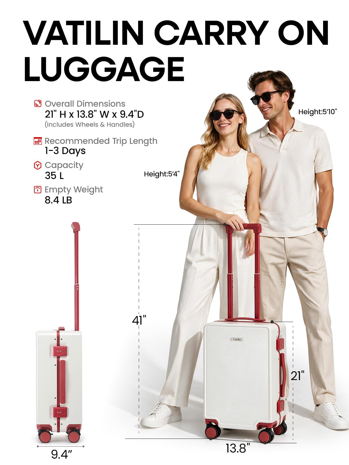 20 Inch Hardside Carry On Luggage F10259