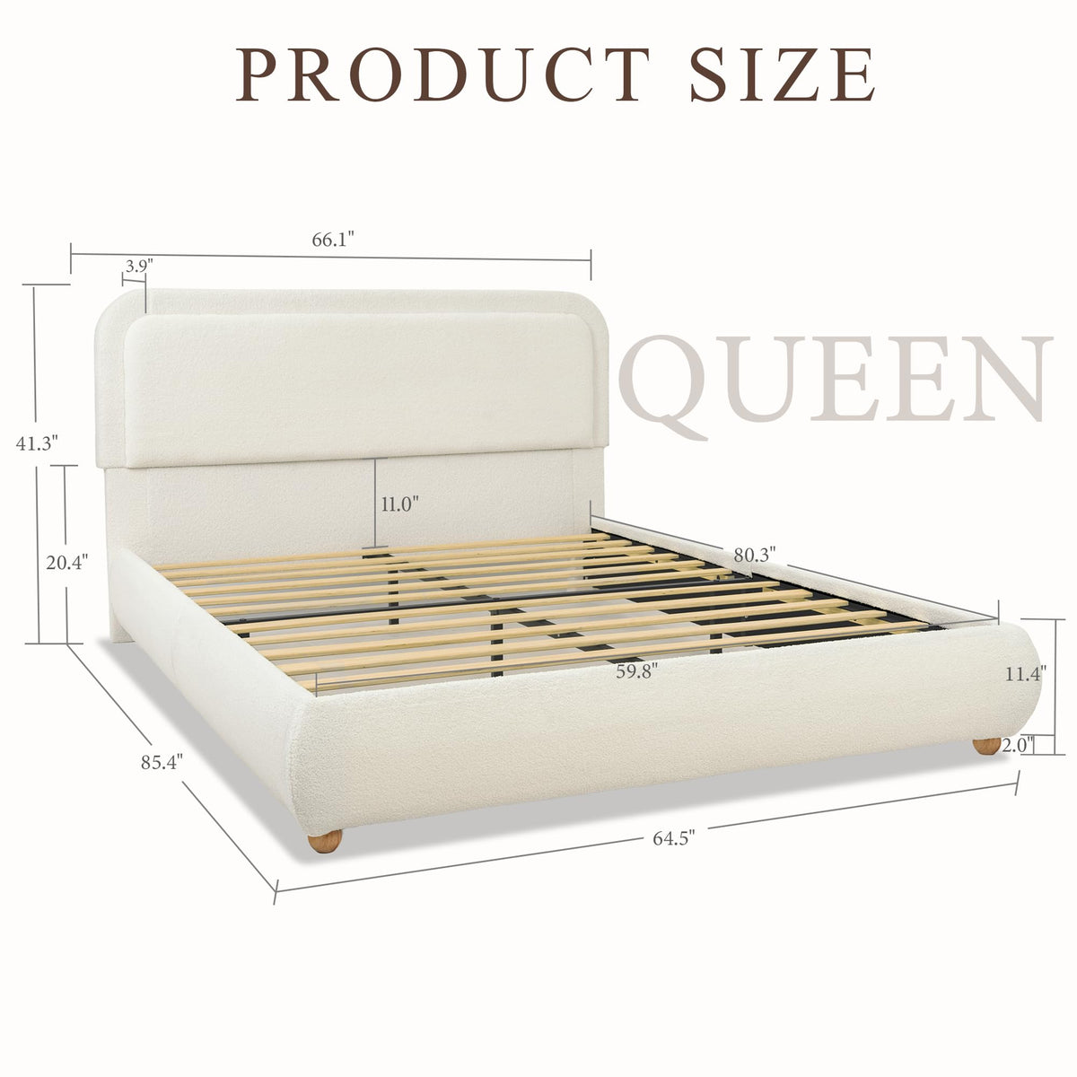 Queen Size Bed Frame with Headboard Beige Z808