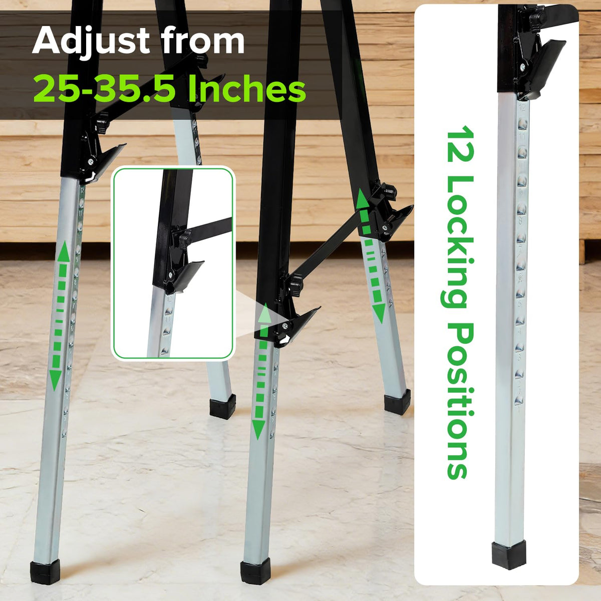 Adjustable Height Folding Sawhorse 2-Pack, 660lb Capacity G2931