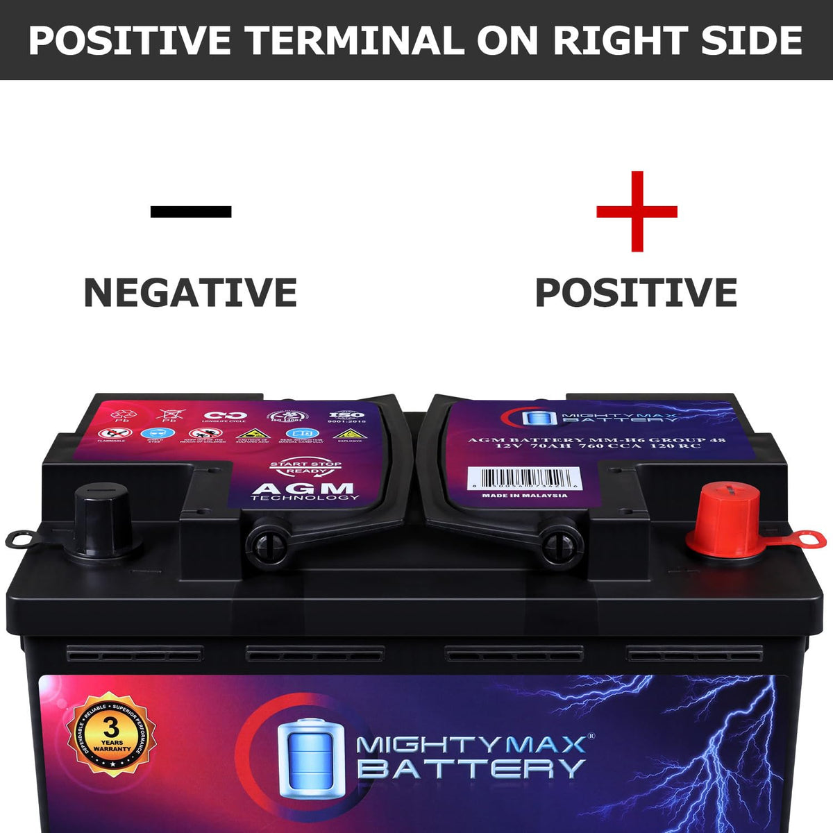 12V 70 AH AGM Car Battery J793347