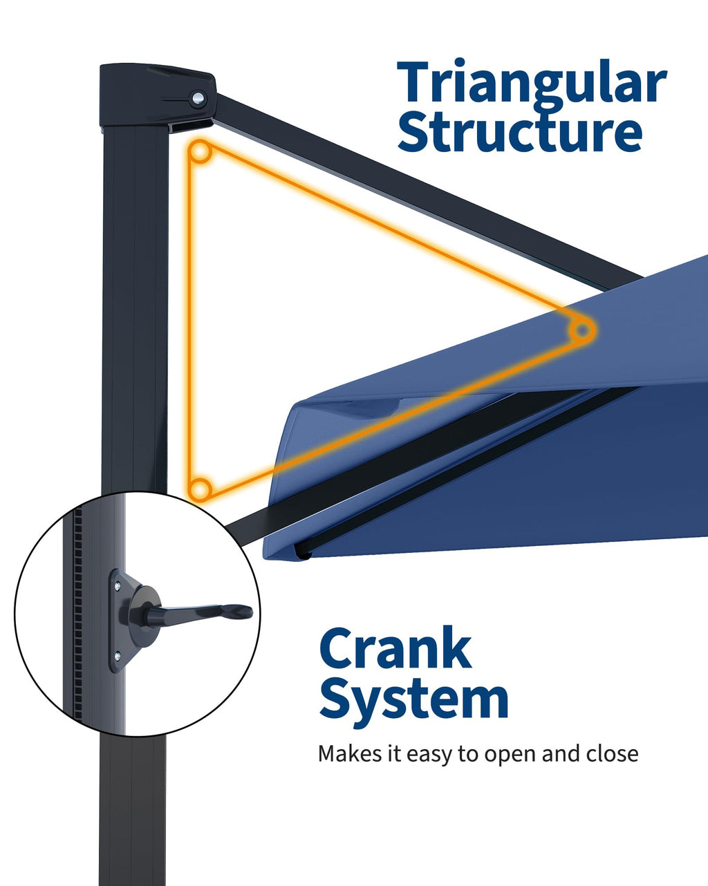 10 ft x 10 ft Navy Blue Cantilever Patio Umbrella N96068