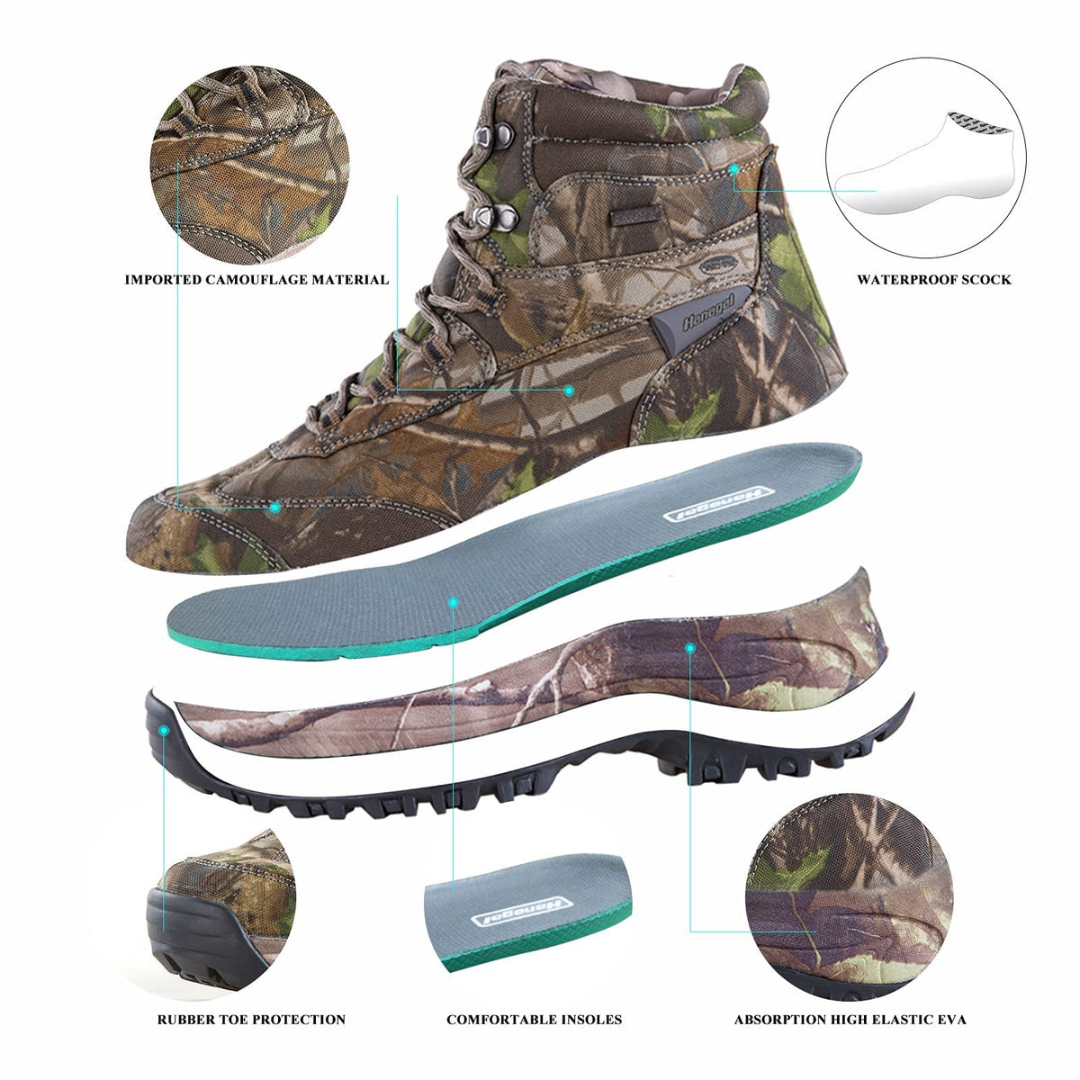 Camo Waterproof Lightweight Hunting Shoes A810563