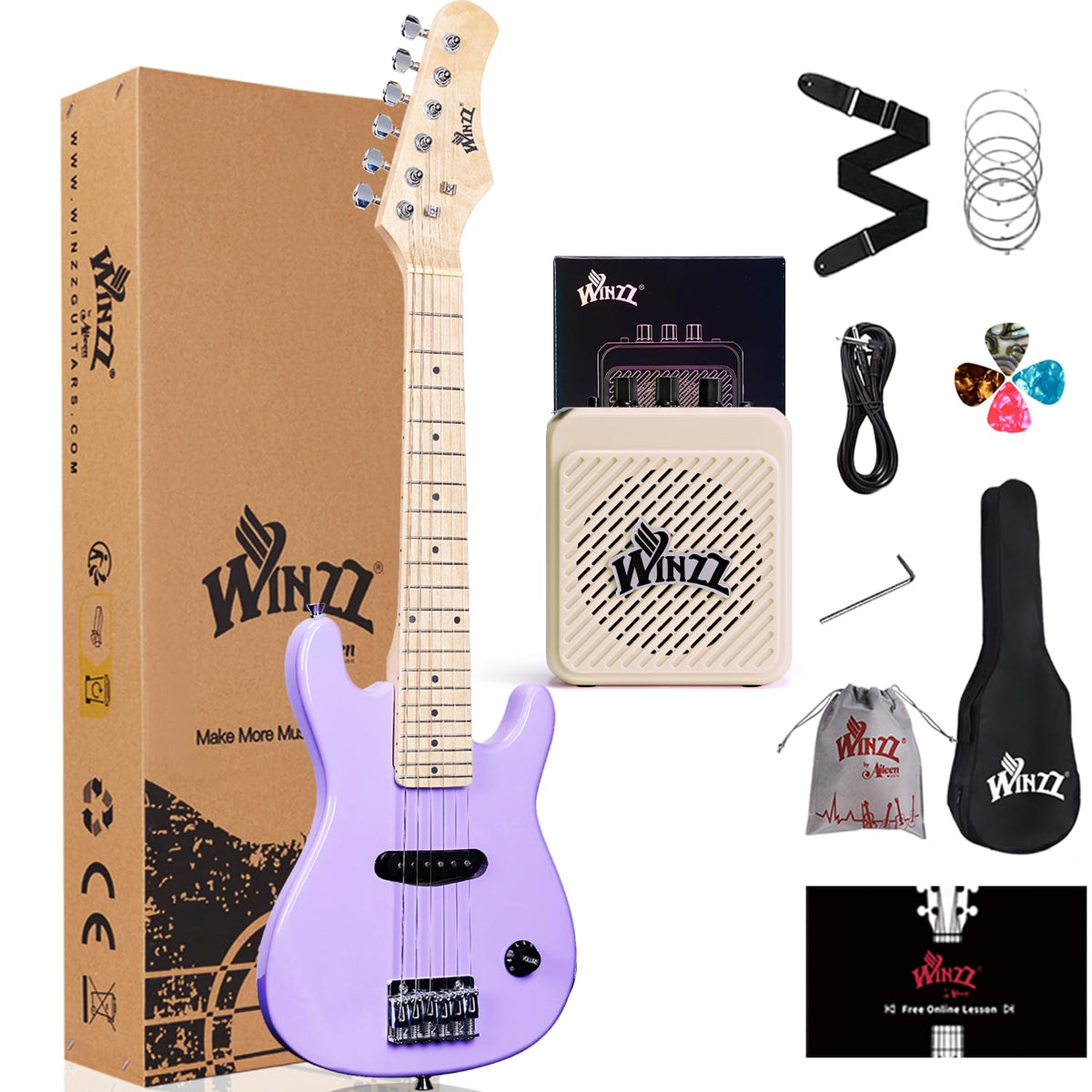 30 Inches Right Handed Electric Guitar with Beginner Kit A2170