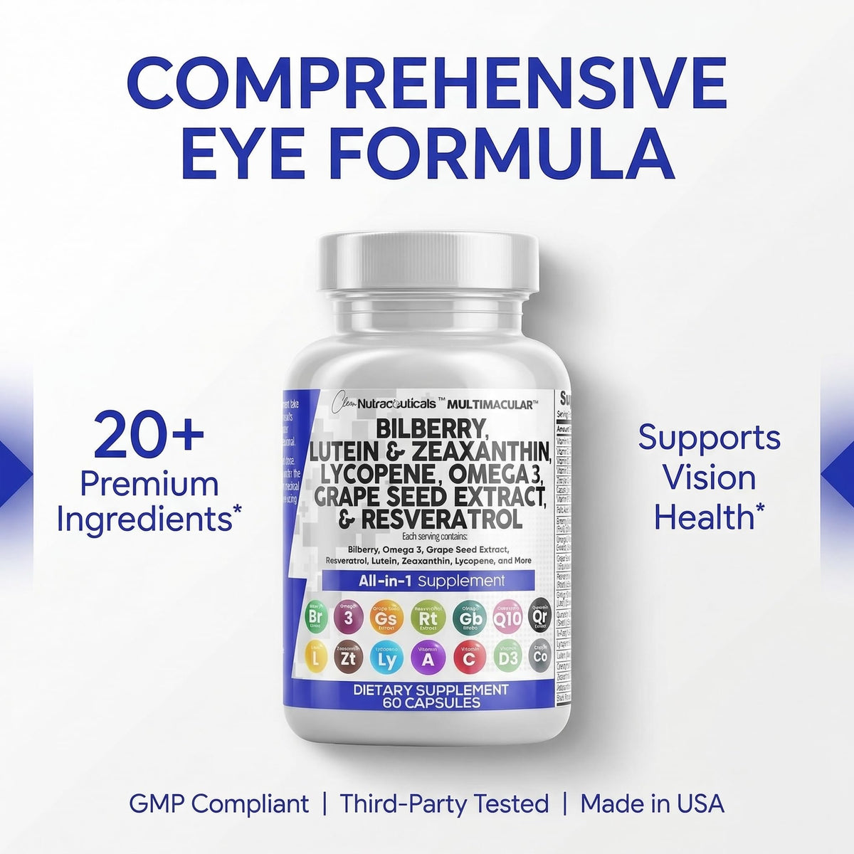 Eye Vitamins with Bilberry Lutein Zeaxanthin Supplement S49851