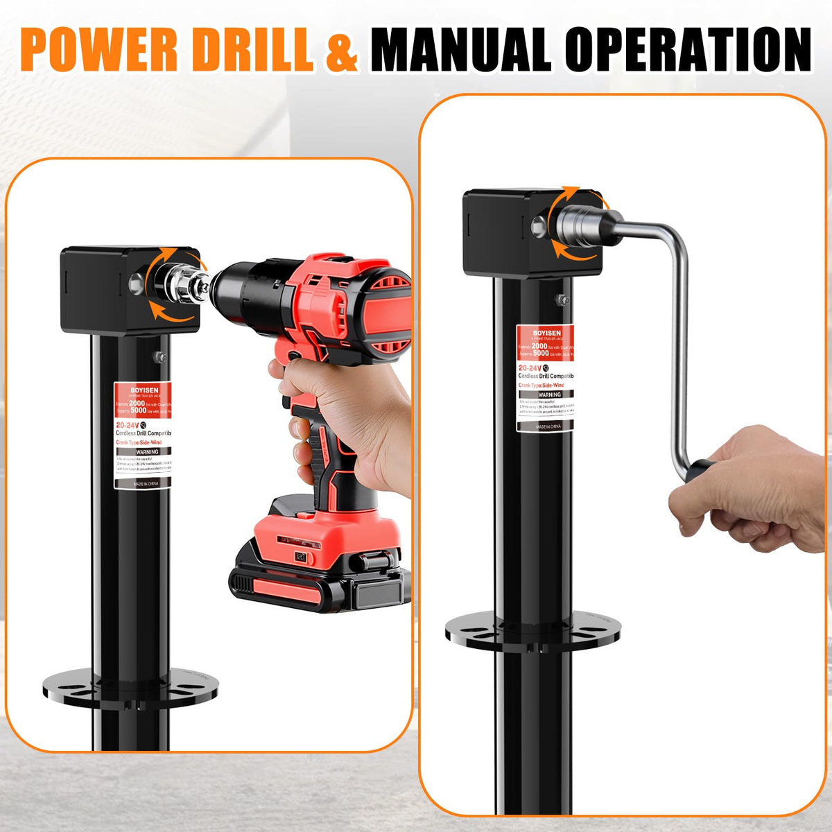 A-Frame Trailer Jack 2-in-1 5000lbs Foot Plate & 2000lbs Dual-Wheel X920398