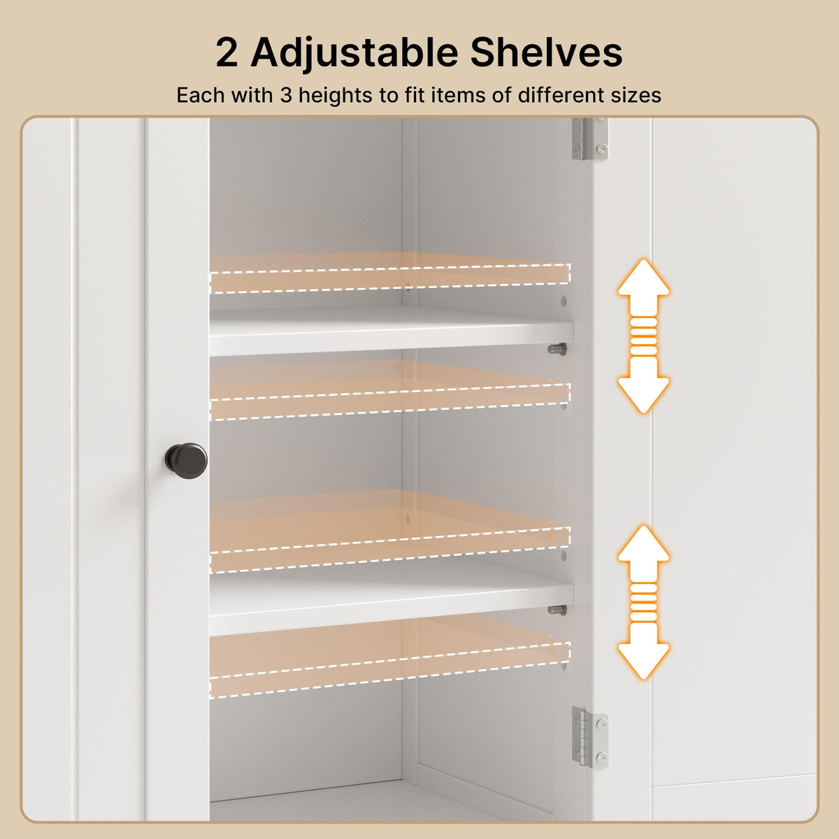 White Bathroom Storage Cabinet with 2 Adjustable Shelves I867683