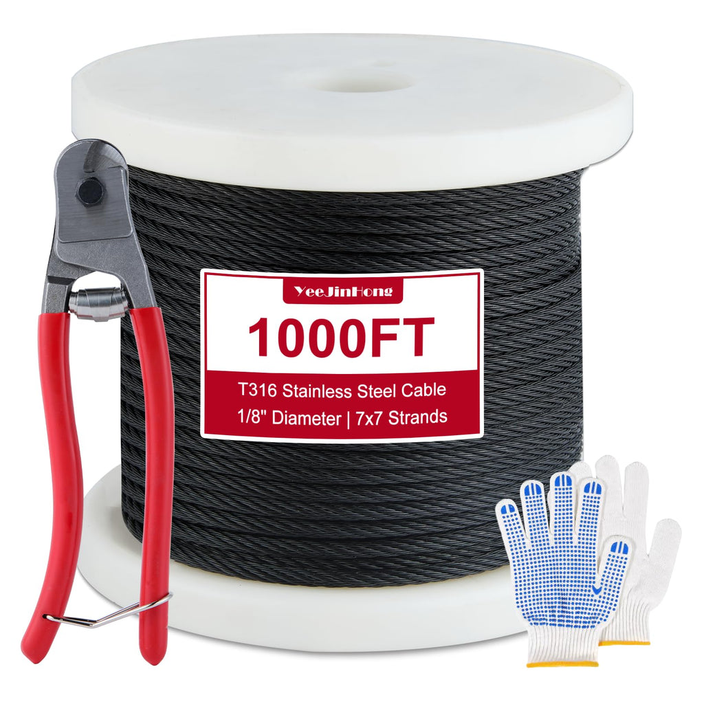 Black 1/8in T316 Stainless Steel Wire Rope G8339