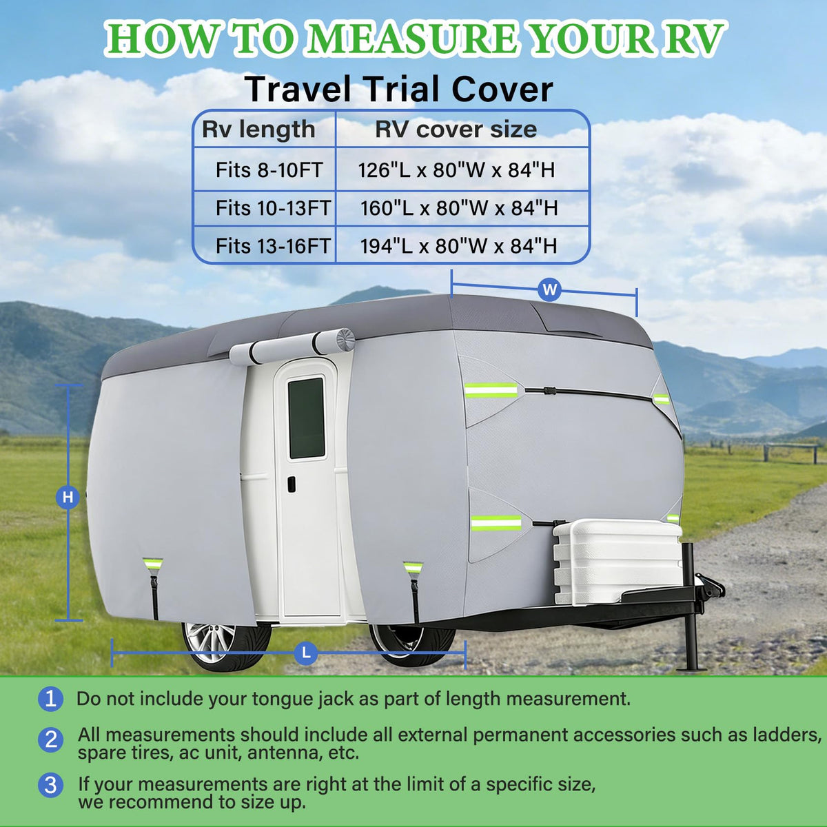 7 Layers Waterproof Fiberglass Travel Trailer Cover L394809