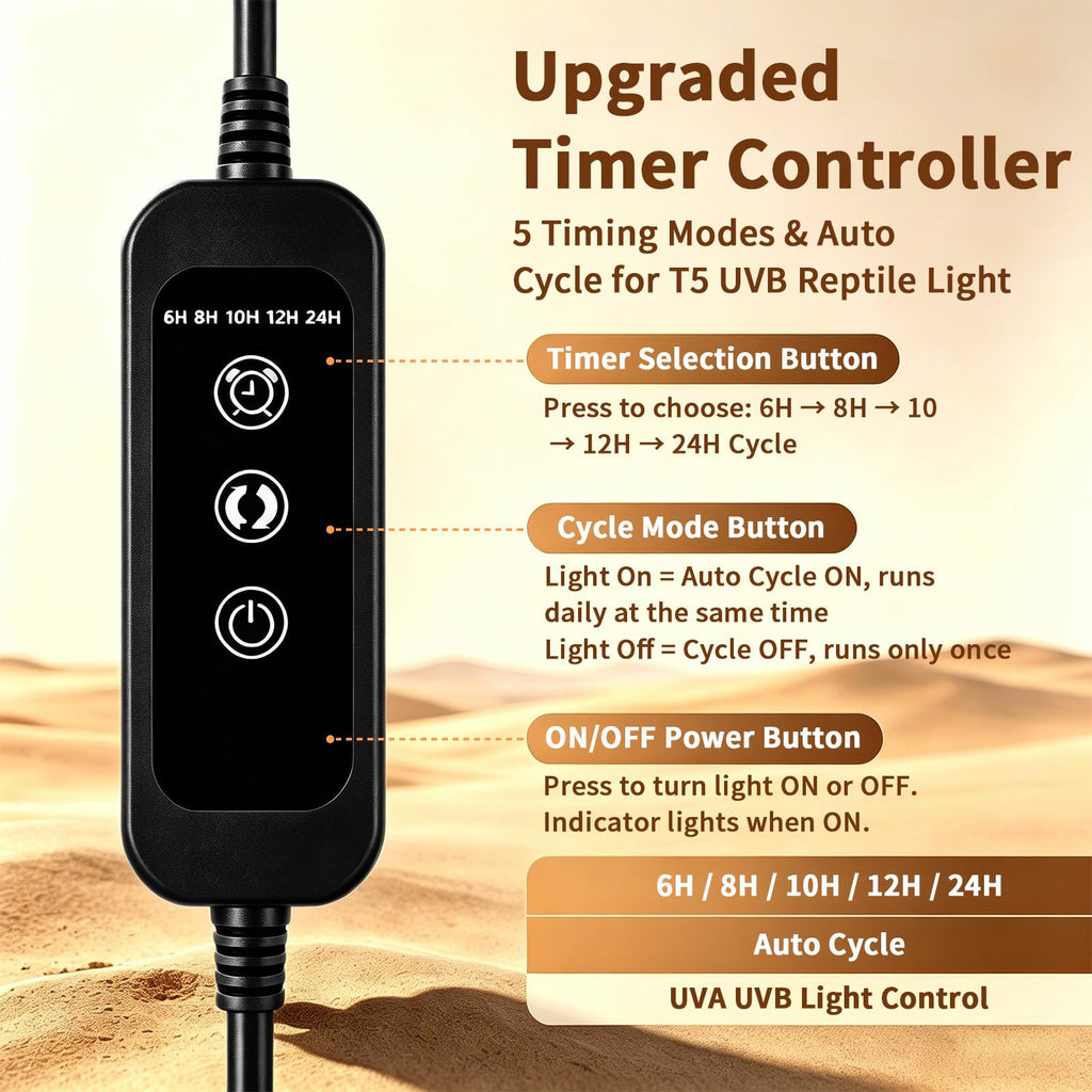 8W UVB Reptile Light Fixture Combo Kit with Timer D47218