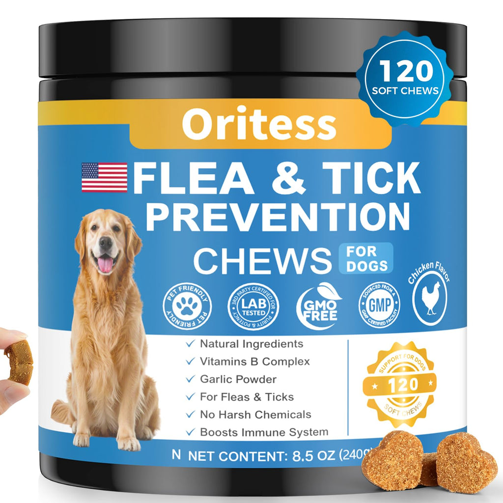 120 Soft Chews Flea and Tick Chewables for Dogs Chicken Flavor V71671