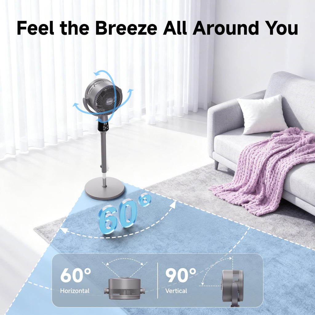 Oscillating Pedestal Fan, 25dB Standing Fan with 8 Speeds, 12H Timer, 36-45'' Adjustable Height, Remote Control B76022