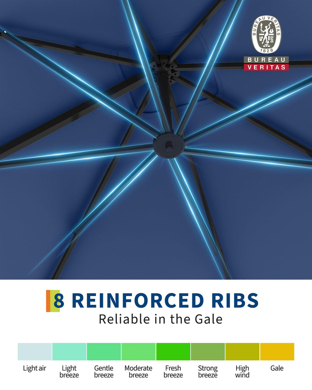 10 ft x 10 ft Navy Blue Cantilever Patio Umbrella N96068