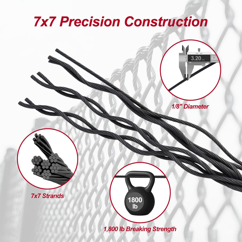 Black 1/8in T316 Stainless Steel Wire Rope G8339