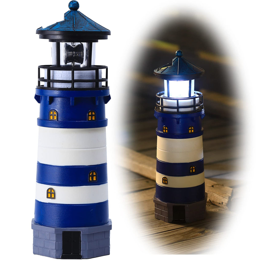 Solar Powered Lighthouse Decor with Rotating Beacon Q374